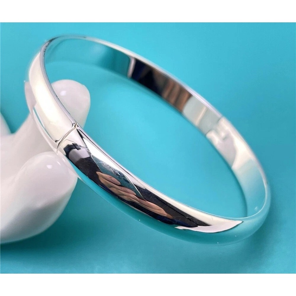 NEW Small‎ Classic Polished Hinged Bracelet Sterling Silver Bangle, 7”